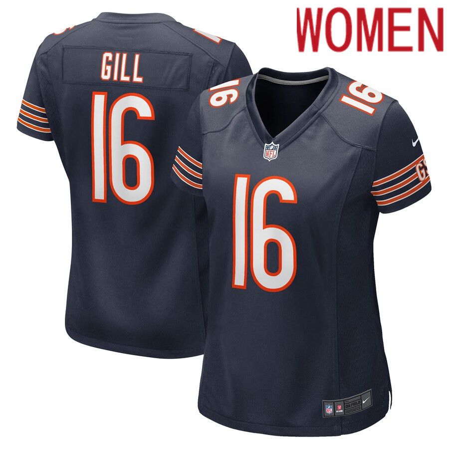 Women Chicago Bears #16 Trenton Gill Nike Navy Game Player NFL Jersey->women nfl jersey->Women Jersey